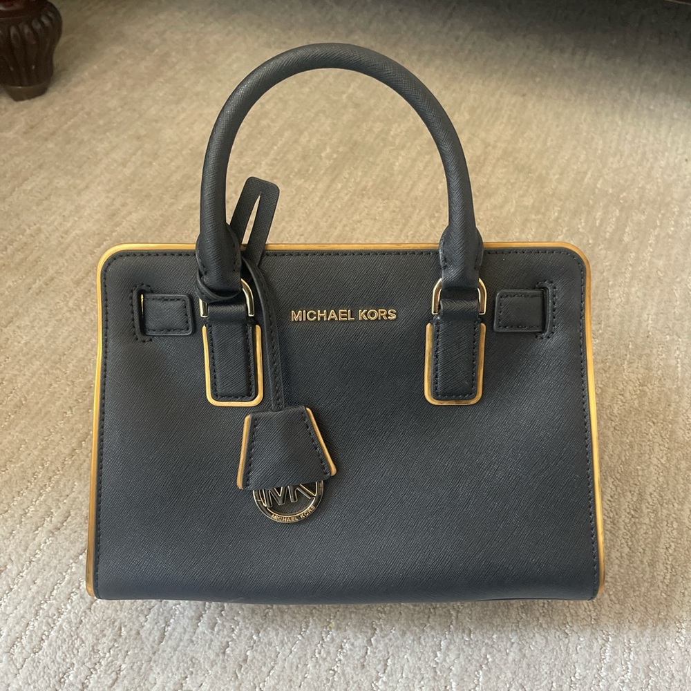 Michael Kors Black and Gold Satchel